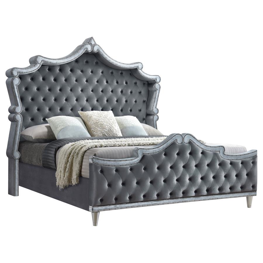 Antonella Upholstered Tufted Bed Grey