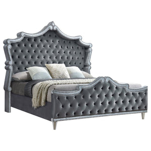 Antonella Upholstered Tufted Bed Grey