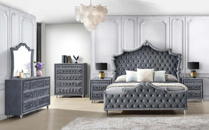 Antonella Upholstered Tufted Bed Grey