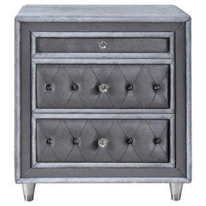 Antonella 3-Drawer Upholstered Nightstand Grey