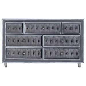 Antonella 7-Drawer Upholstered Dresser Grey