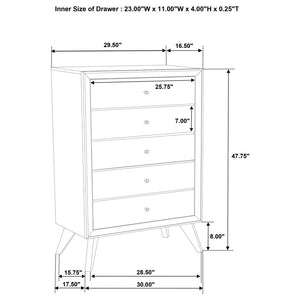 Janelle 5-Drawer Chest White