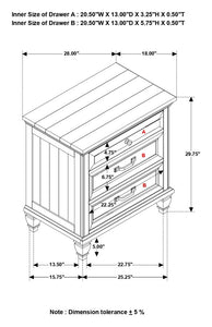 CoasterElevations Avenue 3-Drawer Rectangular Nightstand With Dual USB Ports Grey