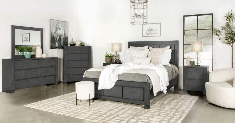 CoasterEssence Lorenzo Rectangular Panel Bed Dark Grey