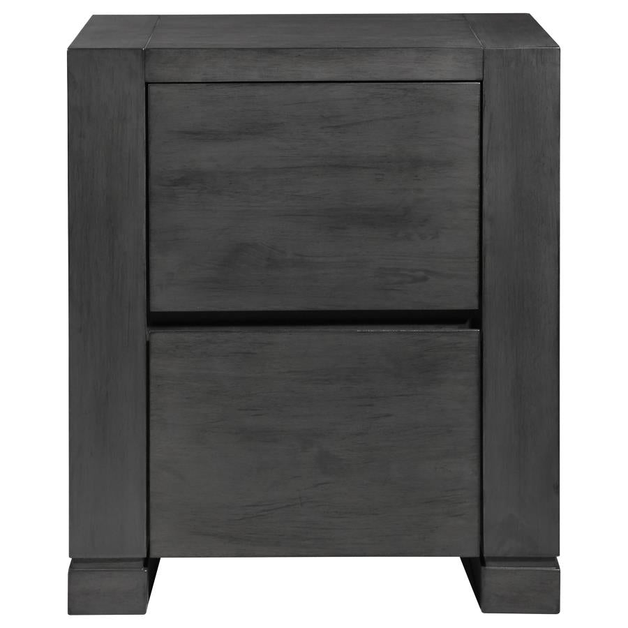 CoasterEssence Lorenzo 2-Drawer Nightstand Dark Grey