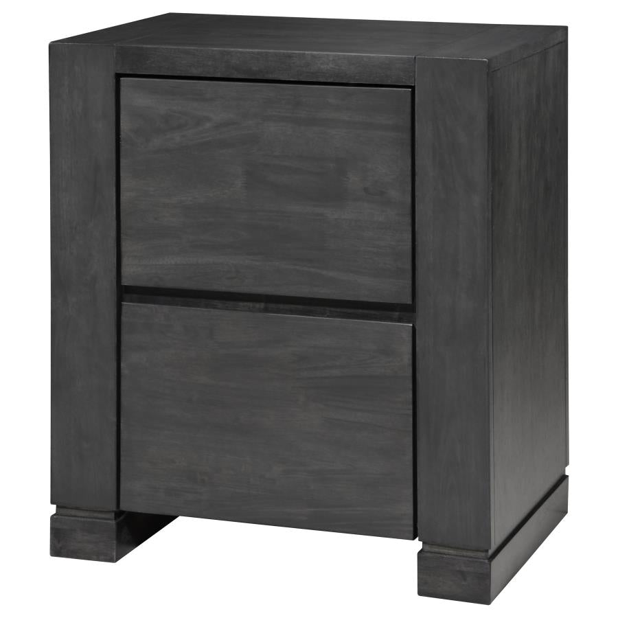 CoasterEssence Lorenzo 2-Drawer Nightstand Dark Grey