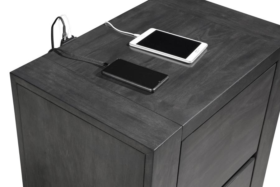 CoasterEssence Lorenzo 2-Drawer Nightstand Dark Grey