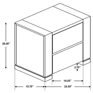 CoasterEssence Lorenzo 2-Drawer Nightstand Dark Grey