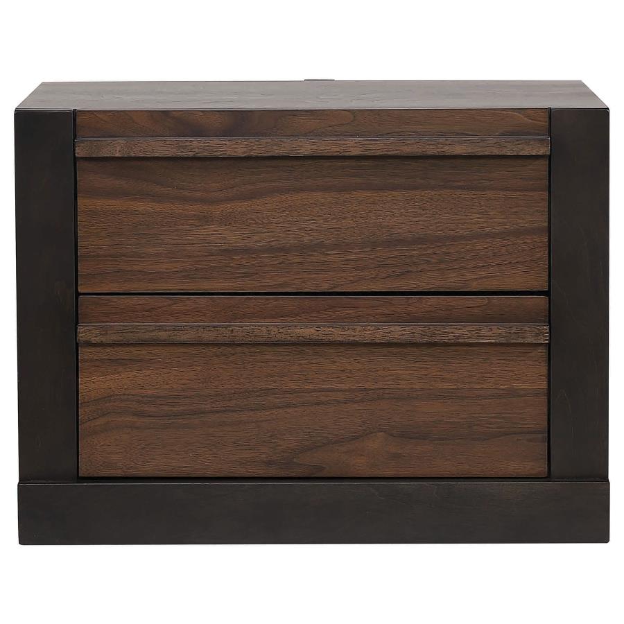 CoasterEssence Azalia 2-Drawer Nightstand Black And Walnut