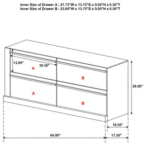 CoasterEssence Azalia 4-Drawer Dresser Black And Walnut