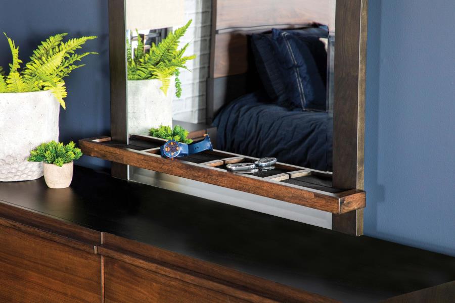 CoasterEssence Azalia Dresser Mirror With Jewelry Tray Black And Walnut