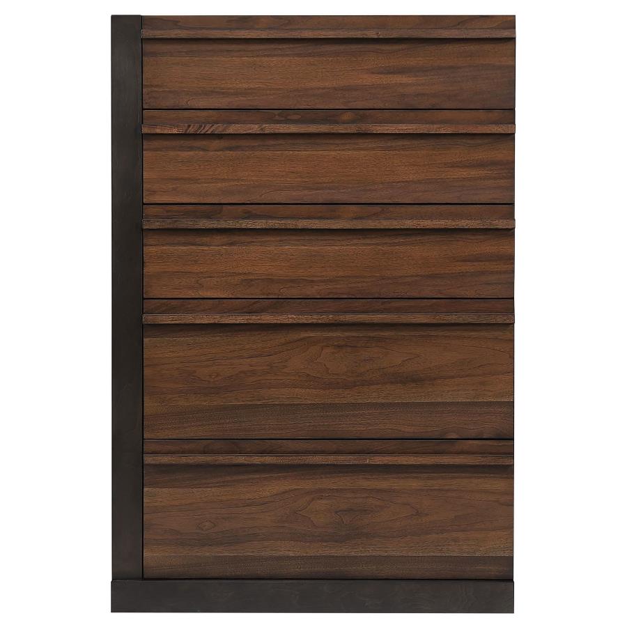 CoasterEssence Azalia 5-Drawer Chest Black And Walnut