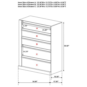 CoasterEssence Azalia 5-Drawer Chest Black And Walnut