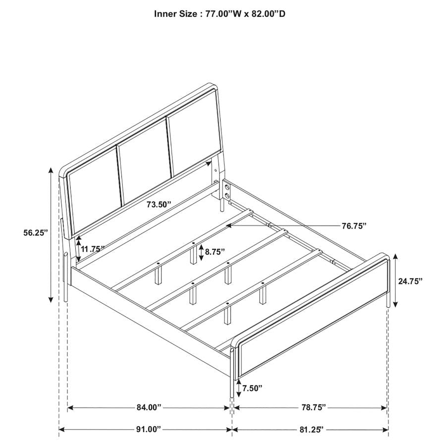 Arini Bed With Upholstered Headboard Black And Grey