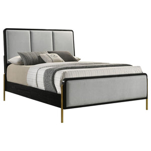 Arini Bed With Upholstered Headboard Black And Grey