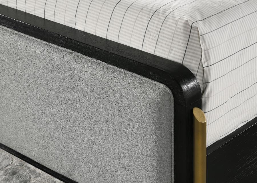 Arini Bed With Upholstered Headboard Black And Grey