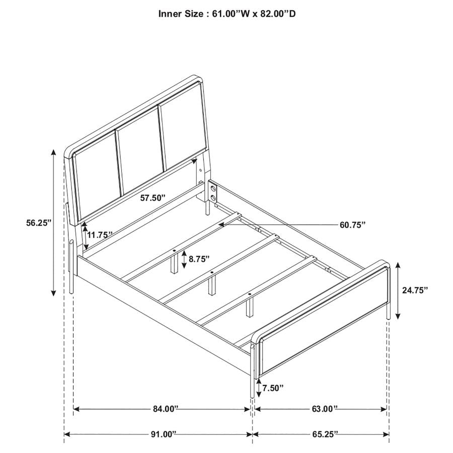 Arini Bed With Upholstered Headboard Black And Grey