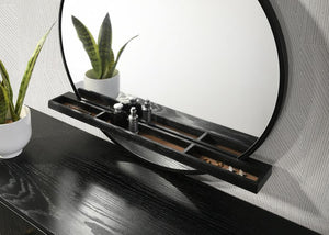 Arini Round Dresser Mirror With Shelf Black