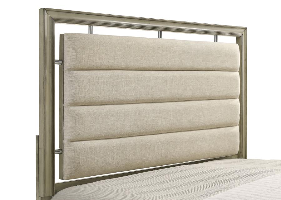 Giselle Panel Bed With Upholstered Headboard Rustic Beige