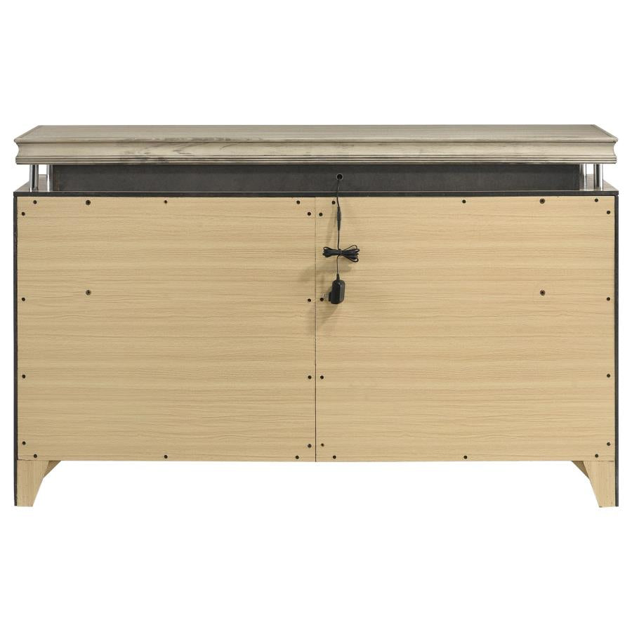 Giselle 8-Drawer Bedroom Dresser With LED Rustic Beige