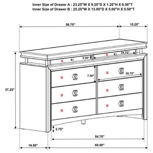 Giselle 8-Drawer Bedroom Dresser With LED Rustic Beige