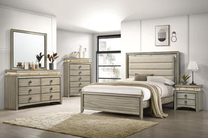 Giselle 8-Drawer Bedroom Dresser With LED Rustic Beige