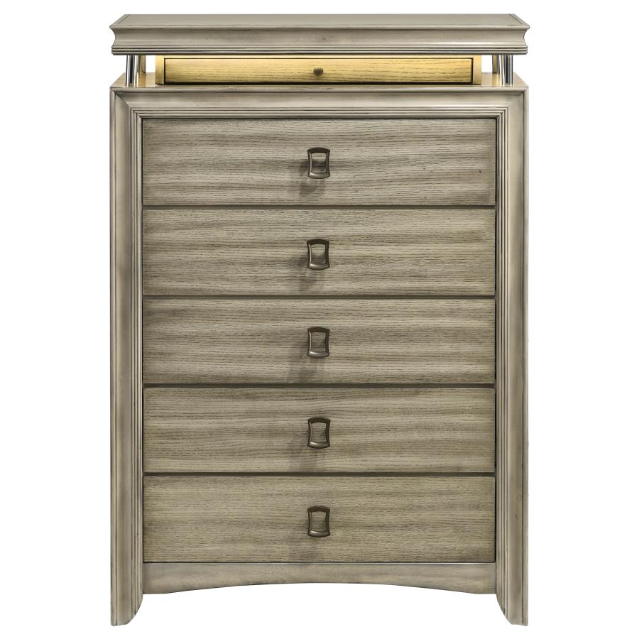 Giselle 6-Drawer Bedroom Chest With LED Rustic Beige