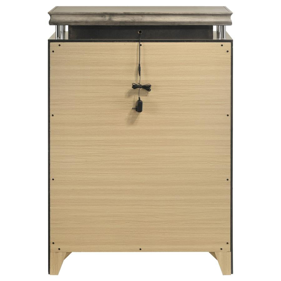 Giselle 6-Drawer Bedroom Chest With LED Rustic Beige