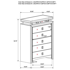 Giselle 6-Drawer Bedroom Chest With LED Rustic Beige