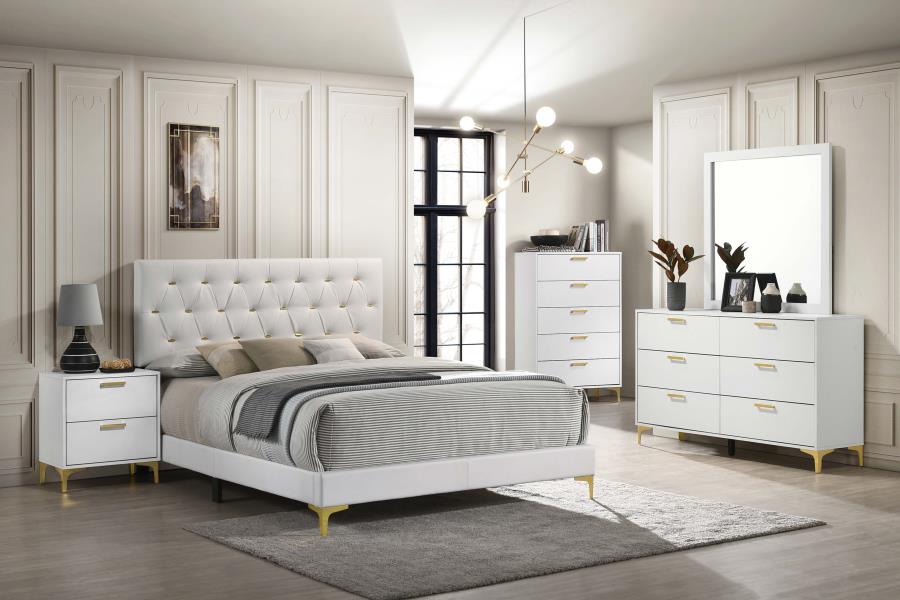 CoasterEveryday Kendall Tufted Upholstered Panel Bed White