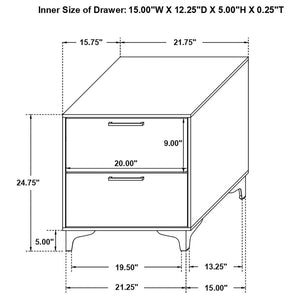 CoasterEveryday Kendall 2-Drawer Nightstand White