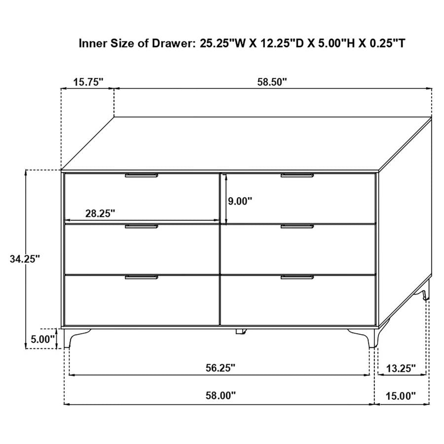 CoasterEveryday Kendall 6-Drawer Dresser White