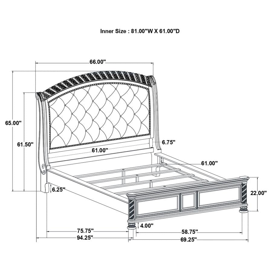 Emmett Tufted Headboard Panel Bed Walnut And Beige