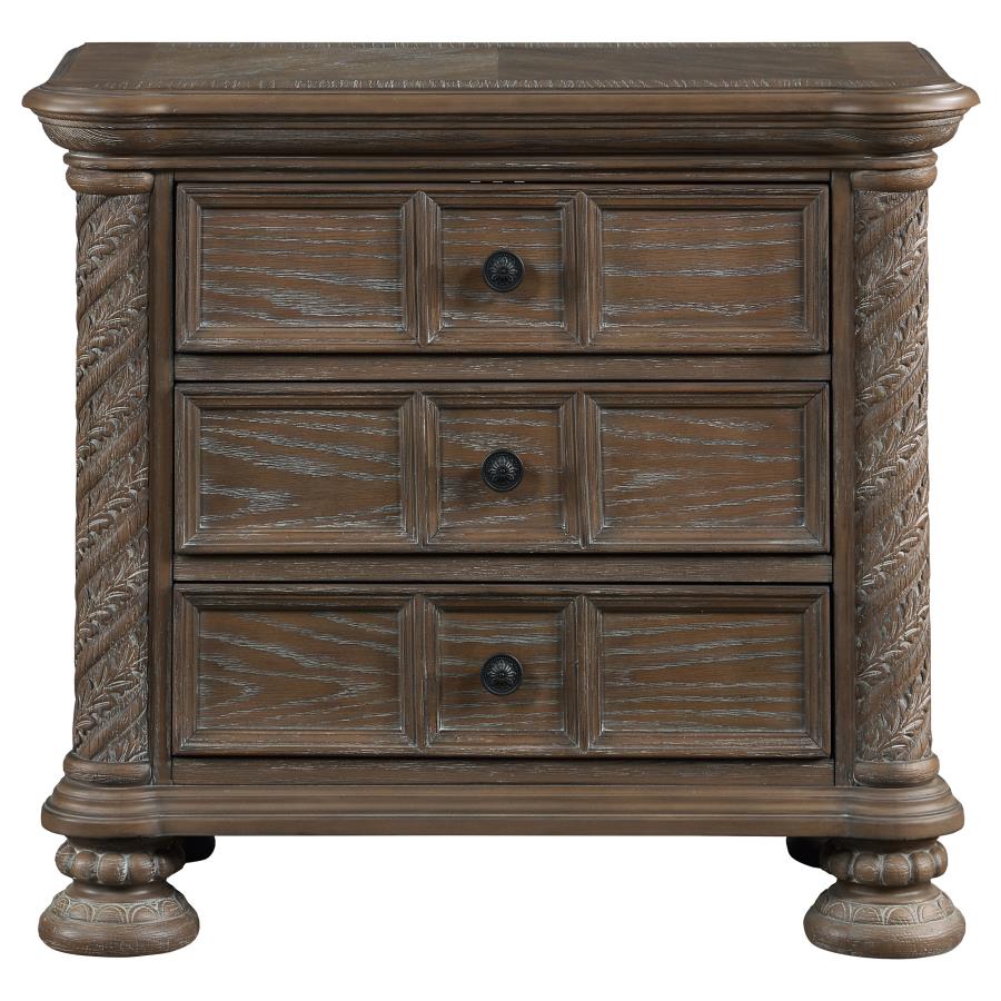 Emmett 3-Drawer Nightstand Walnut