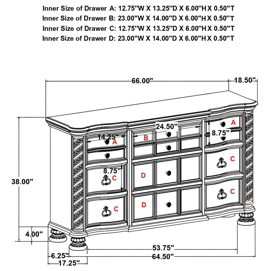 Emmett 9-Drawer Dresser Walnut