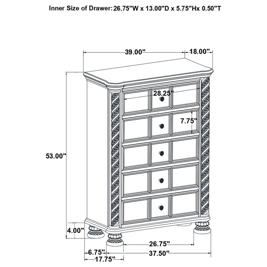 Emmett 5-Drawer Chest Walnut