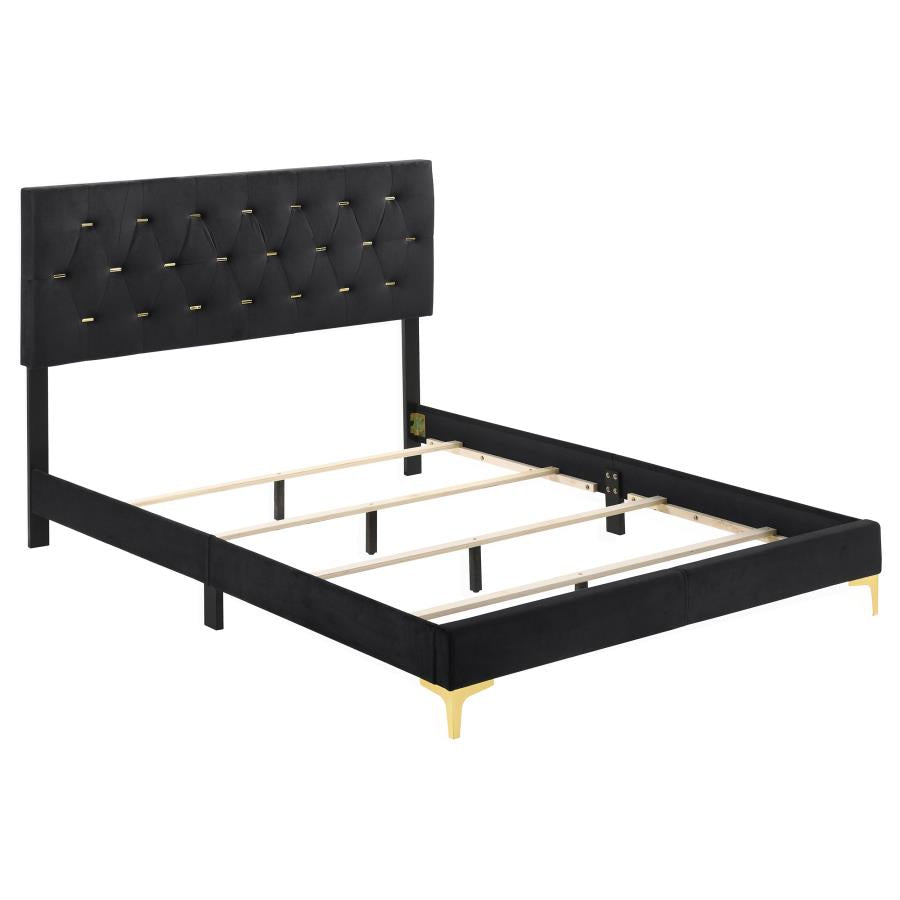 CoasterEveryday Kendall Tufted Panel Bed Black And Gold