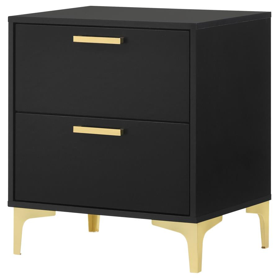 CoasterEveryday Kendall 2-Drawer Nightstand Black And Gold