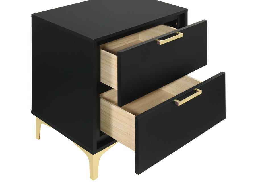 CoasterEveryday Kendall 2-Drawer Nightstand Black And Gold