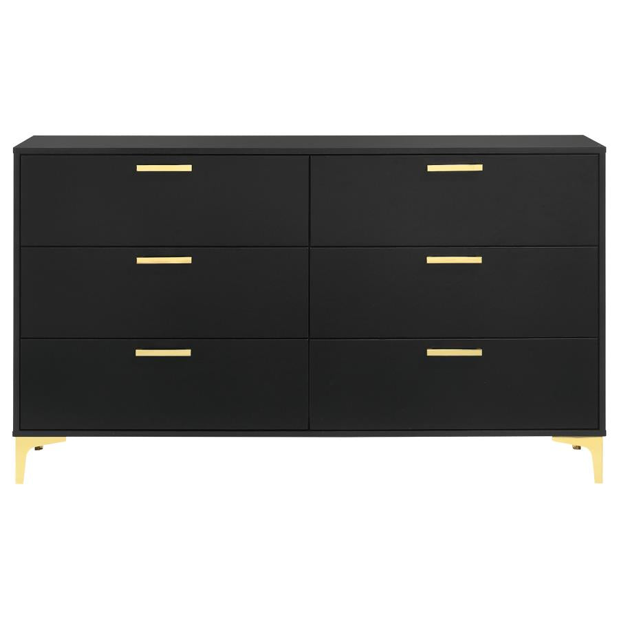 CoasterEveryday Kendall 6-Drawer Dresser Black And Gold