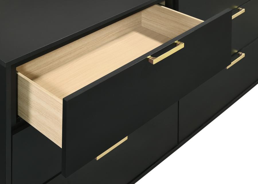 CoasterEveryday Kendall 6-Drawer Dresser Black And Gold