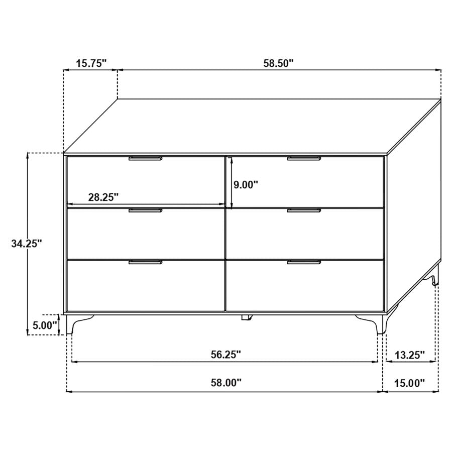 CoasterEveryday Kendall 6-Drawer Dresser Black And Gold