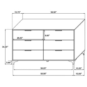 CoasterEveryday Kendall 6-Drawer Dresser Black And Gold