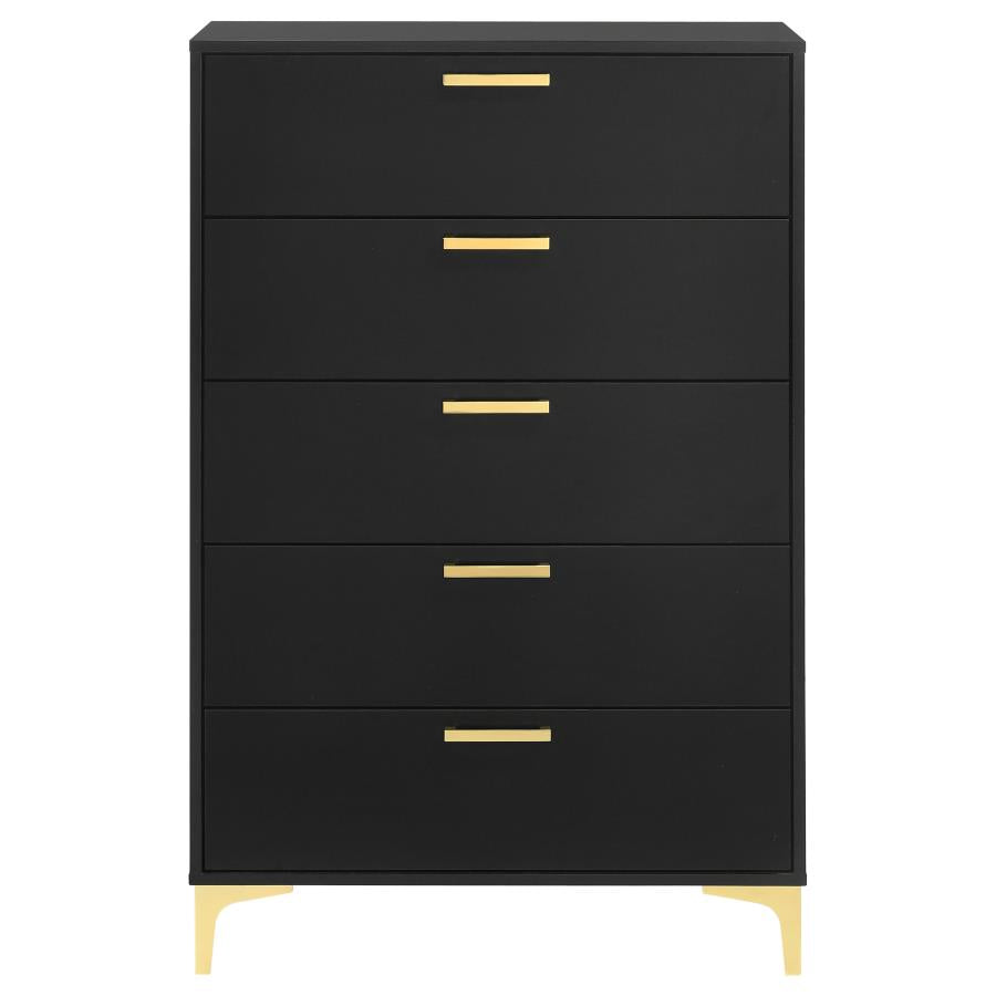 CoasterEveryday Kendall 5-Drawer Chest Black And Gold