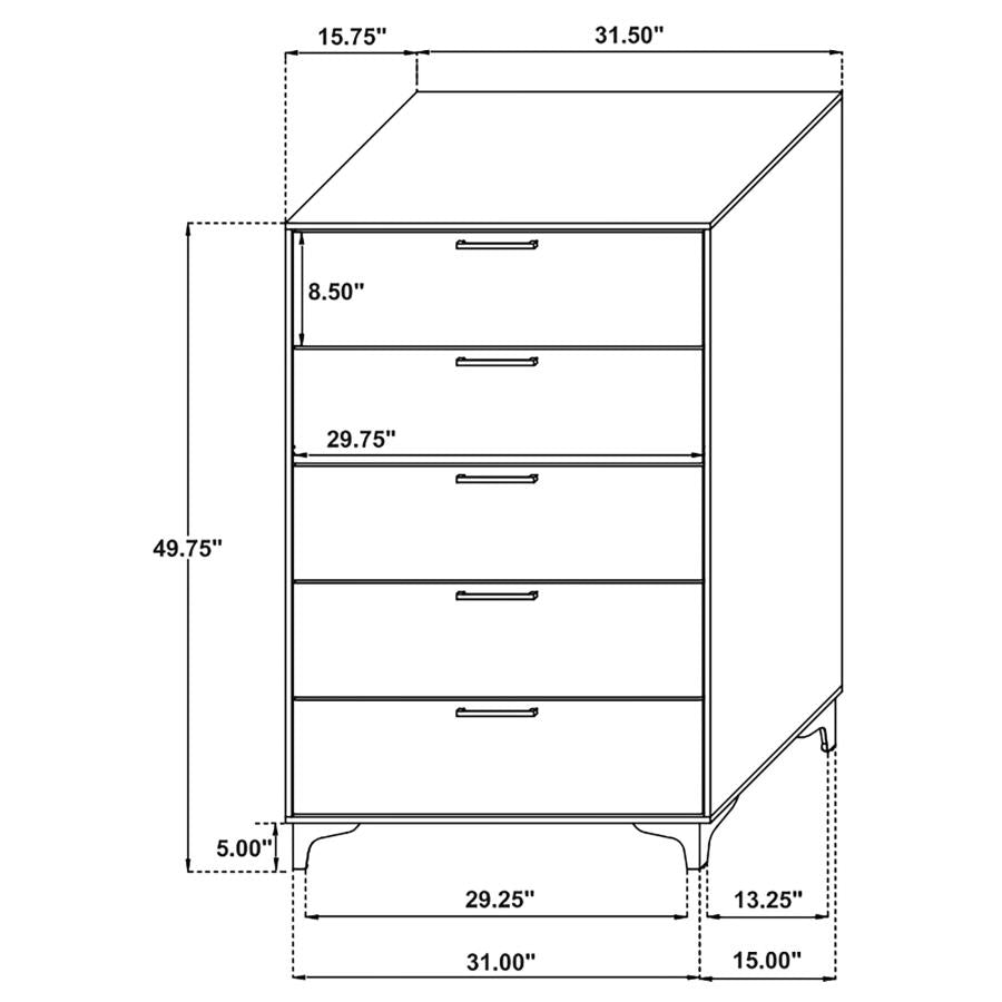 CoasterEveryday Kendall 5-Drawer Chest Black And Gold