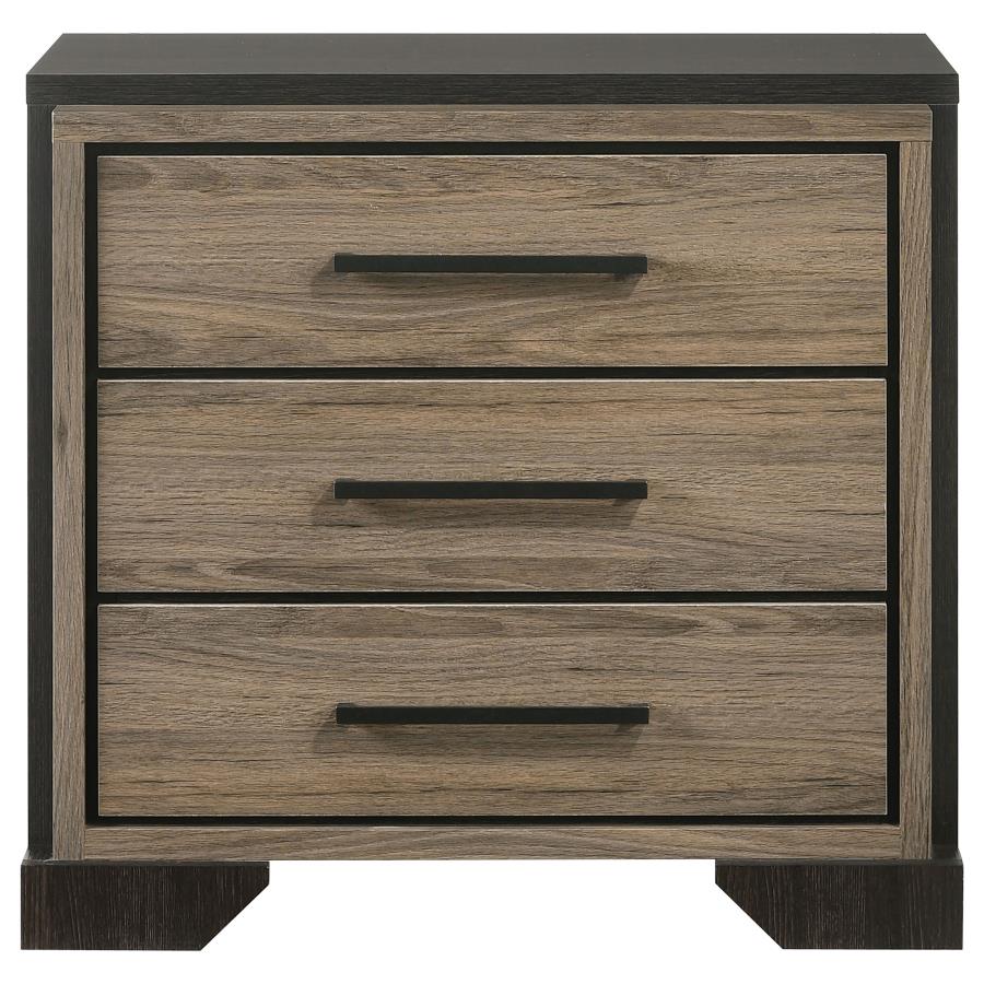 CoasterEveryday Baker 3-Drawer Nightstand Brown And Light Taupe