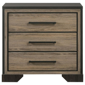 CoasterEveryday Baker 3-Drawer Nightstand Brown And Light Taupe