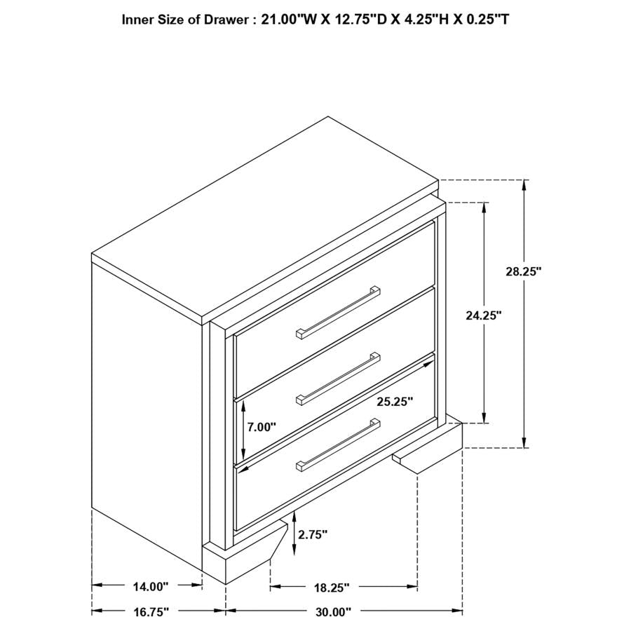 CoasterEveryday Baker 3-Drawer Nightstand Brown And Light Taupe