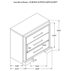 CoasterEveryday Baker 3-Drawer Nightstand Brown And Light Taupe