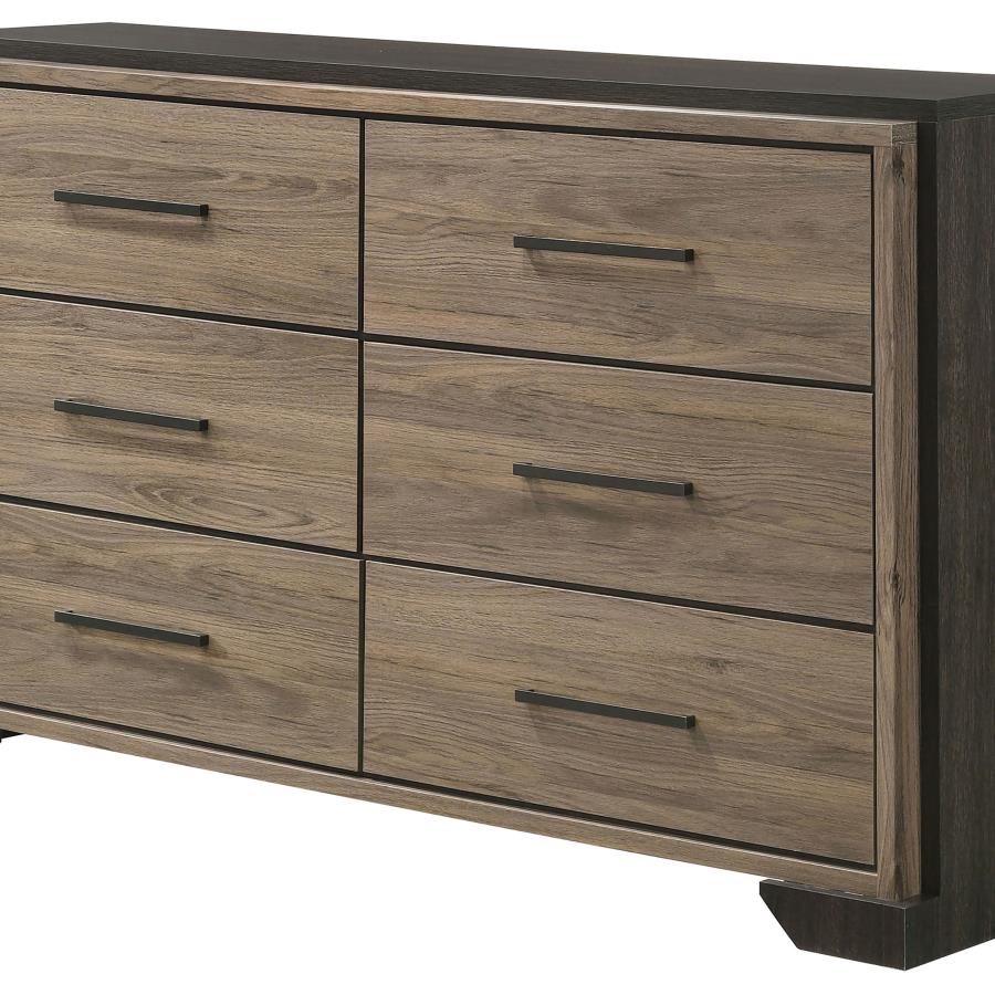 CoasterEveryday Baker 6-Drawer Dresser Brown And Light Taupe